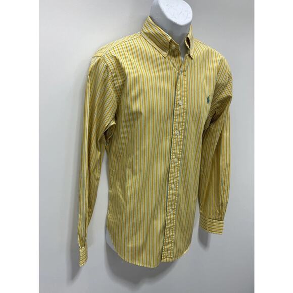 RALPH LAUREN CLASSIC FIT BUTTON UP LONG SLEEVE STRIPE YELLOW/BLUE SHIRT Medium - Picture 4 of 7